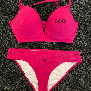 Hot pink ribbed texture bikini (never worn)